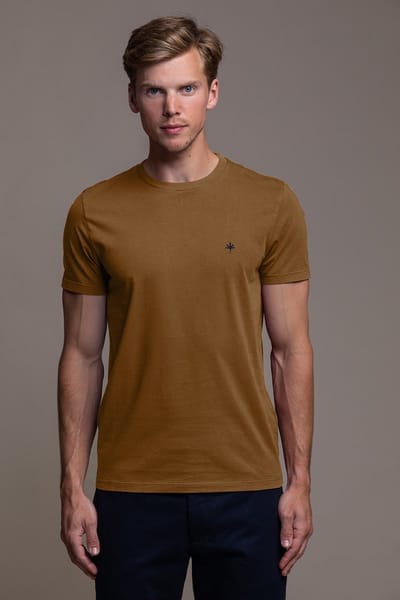 Laurent Vergne - Heren - T-shirt - Cognac - 100% Katoen - maat S - Slim fit