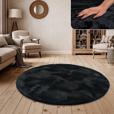 Paco Home Hoogpolig vloerkleed woonkamer kunstvacht superzacht effen 150x170 cm Oval
