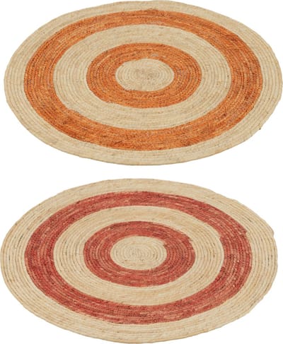 J-Line tapijt Rond Cirkels - maïs - oranje/rood - medium - 2 stuks