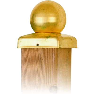 Intergard Paalornament paalkap voor tuinpaal bol messing 71x71mm