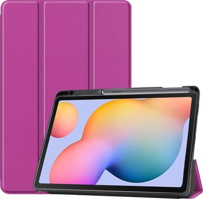 Hoesje - Geschikt voor Samsung Galaxy Tab S6 Lite - Dun & Stevig - Hard Cover Case - Trifold Bookcase Hoes - Met Uitsparing Geschikt voor S Pen - Hardcover Book - Tablethoes - Paars