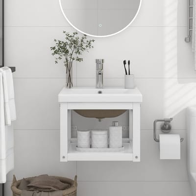 vidaXL - Wastafelframe - met - inbouwwastafel - ijzer - wit
