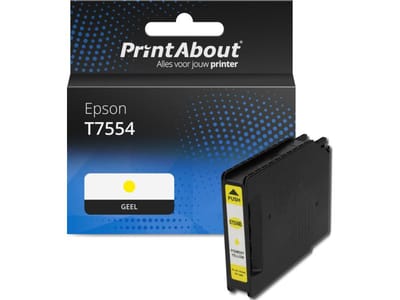 PrintAbout huismerk Inktcartridge T7554 Geel Geschikt voor Epson