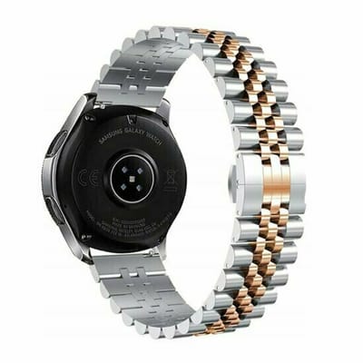 By Qubix - Geschikt voor Garmin bandje - Geschikt voor Garmin Venu 4 - 45mm - Stalen band - Zilver / rosé goud - Smartwatch bandje 22mm