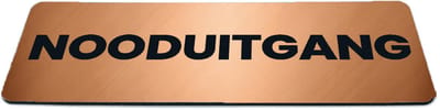 Deurbordje Brons/Koper-look met tekst nooduitgang - Formaat 150 x 50 mm x 1,6 mm - Zelfklevend | Luxe uitstraling | Geborstelde Koper/Brons toplaag | Gratis Verzending | Decoporta