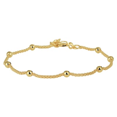Zilver Verguld (Geel) Armband Bolletjes 3,0 Mm 17 + 2 Cm 3 Micron 2103153