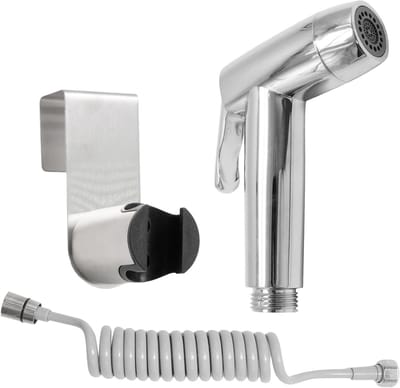Handdouche met veerslang en wandmontageset voor optimale badkamerhygiëne en vloerreiniging, ideaal voor bidet en toiletgebruik