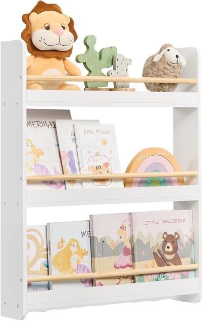 Allero Boekenkast - Boekenrek - Boekenkast Kind - Kinderkamer - 3 Planken - 20 Boeken - 12x60x75cm - 5kg per plank - Boekenkasten