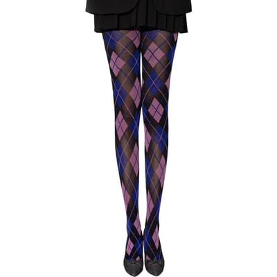 80D Dames Vintage Retro Klassieke Stijl Argyle Patroon Panty Contrasterende Ruitvormen Patroon Nylon Panty Ruitjes Patroon One Size blue