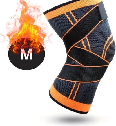 Bovista Kniebrace - Sportbrace Knie - Knee Sleeves - Knee Sleeves Powerlifting - Compressie Knie Brace - Knee Wraps - Knee Support - Dames - Heren - Comfortabel - Oranje - Maat M