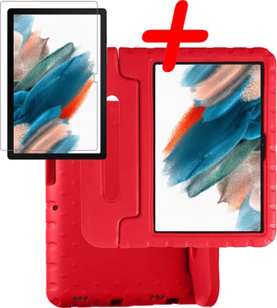 Hoesje Geschikt voor Samsung Galaxy Tab A8 - Met Screenprotector - Kinderhoes Shockproof Bumper - Kidsproof Case - Tablet Hoes - Kinder Hoes Cover - Rood
