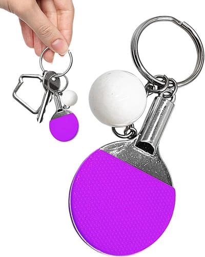 Tafeltennis Sleutelhanger - Sport Accessoire - Sleutels Organiseren - Met Bal en Batje - 6.5 cm - Zes Kleuren