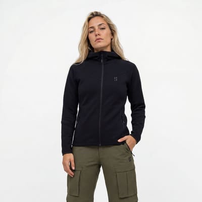 Poederbaas Outdoor Vest Dames Merinowol - Warm & Ademend - Wandelvest & outdoor activiteiten - Zwart - Maat XS