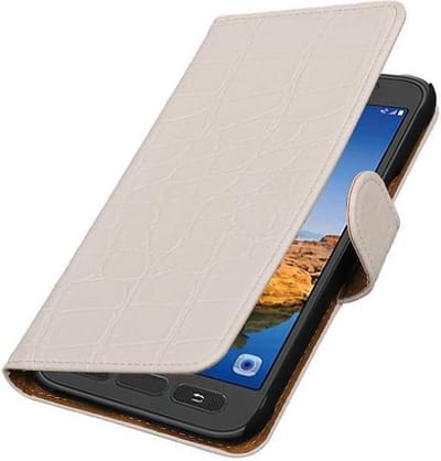 Croco Bookstyle Wallet Case Hoesjes Geschikt voor Samsung Galaxy S7 Active G891A Wit