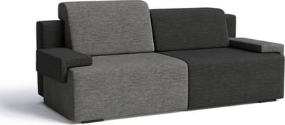 Uitklapbare Sofa-Bed voor de Woonkamer, Bank met Opbergruimte, Gestoffeerde Zetel met Slaapfunctie - Slaapbank HOOK - Donkergrijs + Zwart (Diosa 89 + 99)