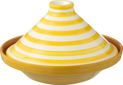 J-Line tajine Granada Stripes - keramiek - wit/geel