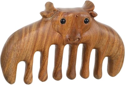 Hoofdhuid Kam - Brede Tanden - Dagelijks Gebruik - Antistatisch Natuurlijk Hout - 10 x 6 x 2 cm - Lichtbruin