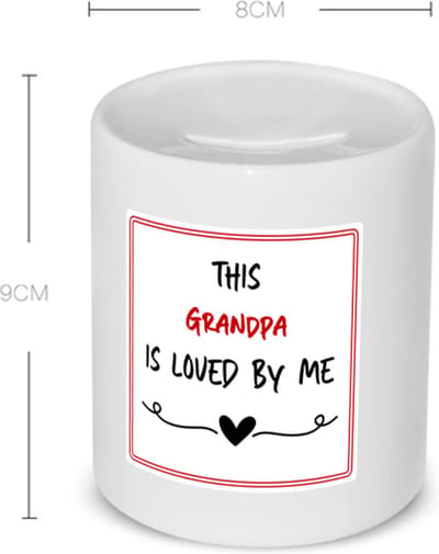 Akyol - this grandpa is loved by me Spaarpot - Opa - iemand die houdt van zijn opa - verjaardag - cadeautje voor opa - opa artikelen - kado - geschenk - 350 ML inhoud