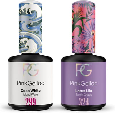 Pink Gellac Gellak Set - Manicure Set met 2 x 15ml Kleuren - 299 Coco White - 324 Lotus Lila - Voordeelbundel Gelnagellak - Gel Nagellakset voor Thuis