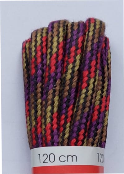 Ronilux Veter - Paars/Rood/Beige/Bruin/Zwart - Meerkleurig - Rond - Koord Veters - Lengte 120 cm - Dikte 4 mm - Schoenveter