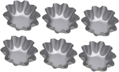 Mini taartvormen - Eiertaartvormpjes Quichevormen - Taarten Bakken - Antiaanbaklaag - 7.7 x 7.7 x 3 cm - Zilver