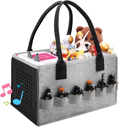 Toniebox tas - grijs + zwart - draagtas met handvat - veilig opbergen van Toniebox en figuren - ShopVlot