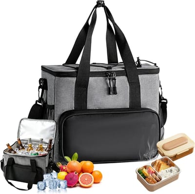 Opvouwbare koeltas 13 l - Draagbare thermotas voor eten en dranken, waterdichte koelbox voor picknick, camping en auto, geïsoleerd en compact, grijs