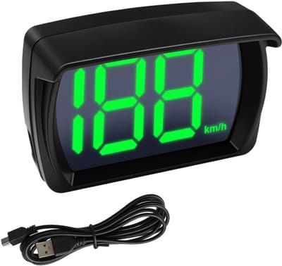 carmdering - Digitale GPS-snelheidsmeter - Heads-Up Display - Dubbele chip (GPS+BD), 10Hz LED met zonnekap - Auto aan/uit, USB plug-and-play - Helder groot lettertype, anti-schittering - Compatibel met auto, SUV, truck, motor