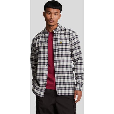 Lyle & Scott geruit flanel marineblauw shirt met lange mouwen