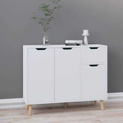 vidaXL - Dressoir - 90x30x72 - cm - bewerkt - hout - wit