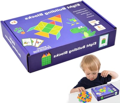 Houten patroonblokken - Geometrische puzzels - Vormen sorteren - Glad en onbreekbaar - 21.5 x 14 cm - Houtkleurig