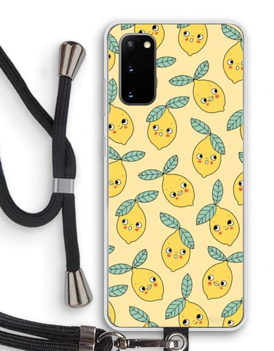 Case Company® - Hoesje met koord geschikt voor Samsung Galaxy S20 hoesje met Koord - Citroenen - Telefoonhoesje met Zwart Koord - Bescherming aan alle Kanten en Over de Schermrand