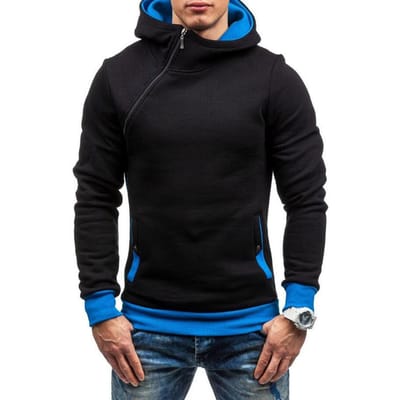 Arrival Design Vêtements de Sport Homme Sweat-shirt Mâle Zippé sur le Côté Sweat à Capuche Imprimé M bleu