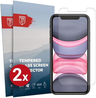 Rosso Screen Protector Geschikt voor Apple iPhone 11 9H Tempered Glass | Duo Pack | Glasplaatje | Beschermlaag | Beschermglas | 9H Hardheid