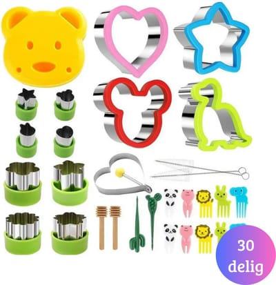 Janse® Uitsteekvormen set - Sandwich Cutter set - Cookie cutter - Gebakken eieren - Bento pakket - Lunchbox- Broodtrommel - Eten voor kinderen - Sushi rijst vorm - Koekjes vorm staal - Cake decoratie - Picknick - Fruit vormpjes