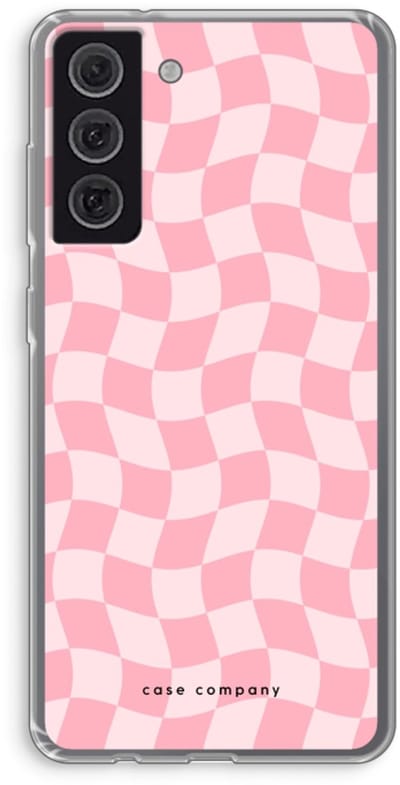 Case Company® - Hoesje geschikt voor Samsung Galaxy S21 FE hoesje - Grid Roos - Soft Cover Telefoonhoesje - Bescherming aan alle Kanten en Schermrand