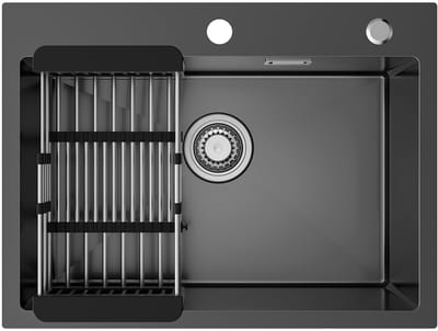 Sofetiy MAX Spoelbak Keuken 60x45cm - Spoelbak Keuken met Kraangat - Keuken Gootsteen- Spoelbak met Afdruipgedeelte - Antraciet