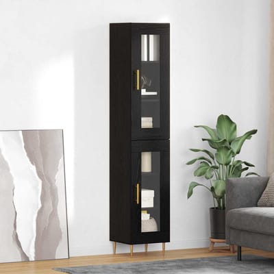 vidaXL - Highboard - 2 - st - Zwart - Eiken - 34,5 - x - 34 - x - 180 - cm - Bewerkt - hout