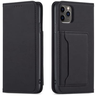 geschikt voor iPhone 14 Pro Max Wallet Hoesje met Magneetsluiting - Telefoonhoesje met vakjes voor pasjes - Ingebouwde Standaard - Magnetic Fashion Wallet Case geschikt voor iPhone 14 Pro Max zwart
