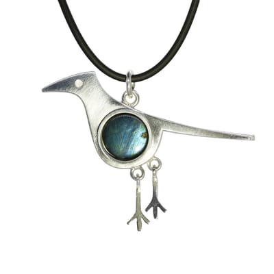 AuBor ®. Hanger. Zilver. Ekster met Spectroliet en sneeuwquarts.