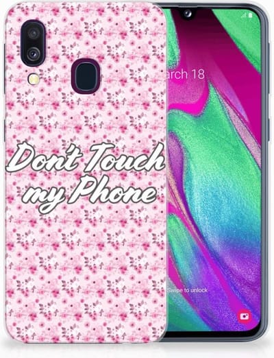 Samsung Galaxy A40 Silicone-hoesje Flowers Pink DTMP