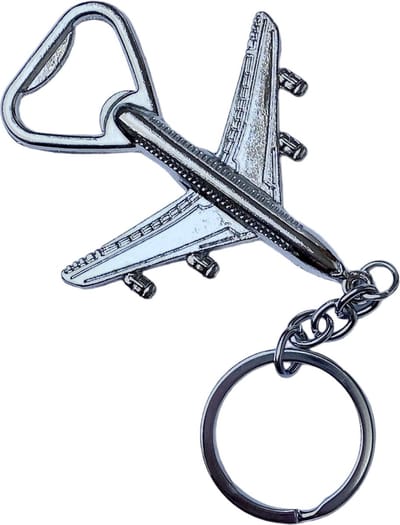Sleutelhanger / flesopener Vliegtuig ( 12.7 x 6 cm )