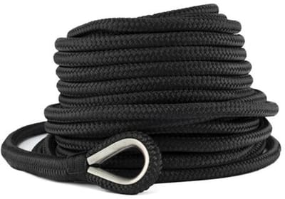 Hollex ankerlijn met lood zwart 10mm rol=30mtr