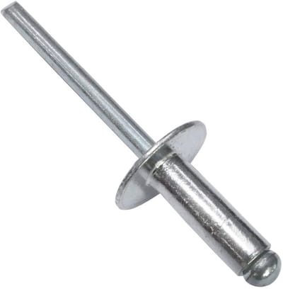 Set van 100 aluminium en stalen blindklinknagels met brede kop van 14 mm en een diameter van 5 x 14 mm volgens DIN 7337 C voor stevige bevestiging