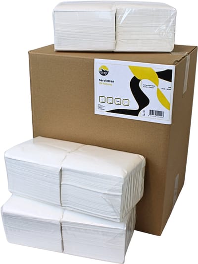 KURTT 4500 Servetten, Wit Servet 1-laags (cellulose), 33x33cm verpakt per 9 x 500 stuks in doos ( 8.5kg per doos geen flut papier)
