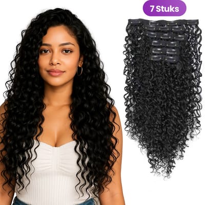 SassyGoods Haar Extensions Clip In - Hairextensions - Clip In Extensions - Extensions Clip In - Haarstuk - Nephaar - Nep Haar - Haar - Professionele Haarverlenging - Zwart - 50 cm