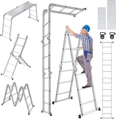 Multifunctionele Vouwladder 6-in-1 Aluminium met Platform Maximale Hoogte 340 cm