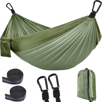 Camping Hangmat - Dubbele Reishangmat - Buiten Ontspannen - Ademend Parachutenylon - 300 x 200 cm - Blauw