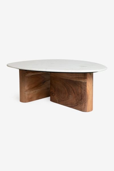 Sissy-Boy - Houten koffietafel - Marmer blad - Organische vorm