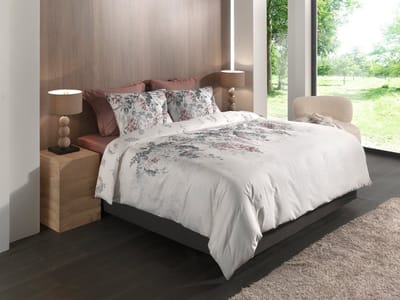 Heckettlane Dekbedovertrek Nina - Dekbed met instopstrook - Wit - 100% Katoen-Satijn - Bloemen - 140x220 + 1 sloop 60/70 cm - Lyon